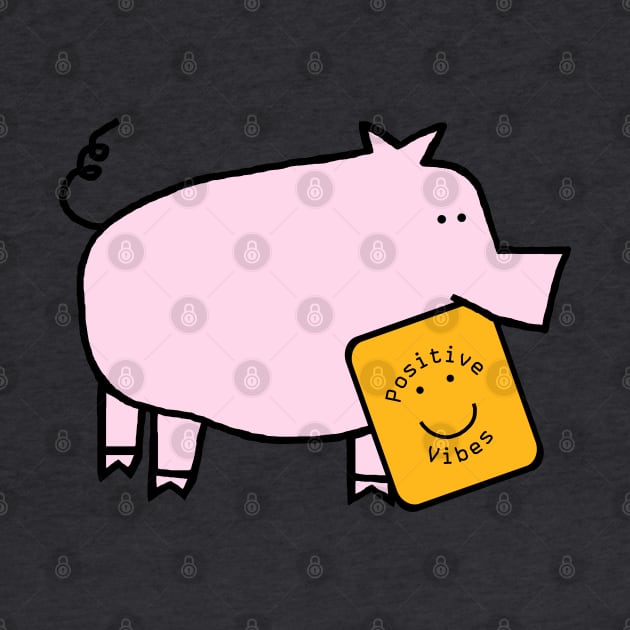 Cute Pig with Positive Vibes Smiley Face by ellenhenryart